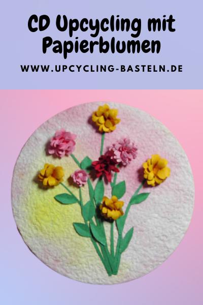 CD-Upcycling mit Papierblumen