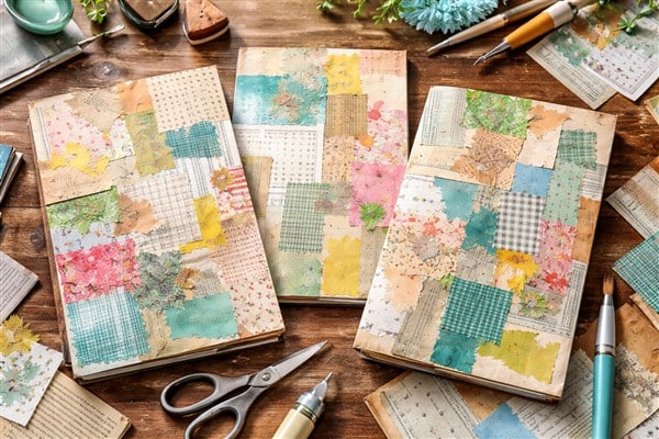 Fauxdori-Cover aus Frankenpaper – Upcycling mit Papier- und Stoffresten