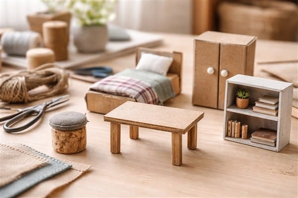 Miniaturmöbel aus Recyclingmaterial: Ideen für Fantasiewelten, Dioramen und Miniaturszenen aus Alltagsresten