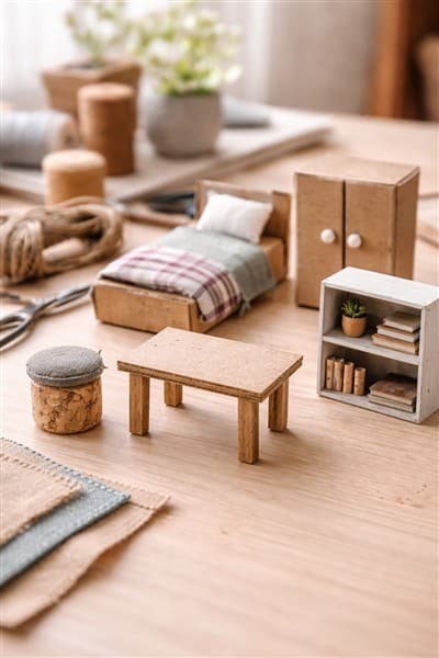 Miniaturmöbel aus Recyclingmaterial: Ideen für Fantasiewelten, Dioramen und Miniaturszenen aus Alltagsresten