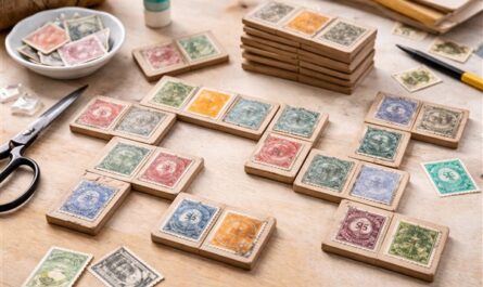 Dominospiel mit Briefmarken basteln – Upcycling-Idee mit alten Marken
