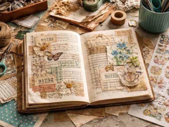 Junk Journal mit Stickern gestalten: So entstehen Collagen aus alten Papieren