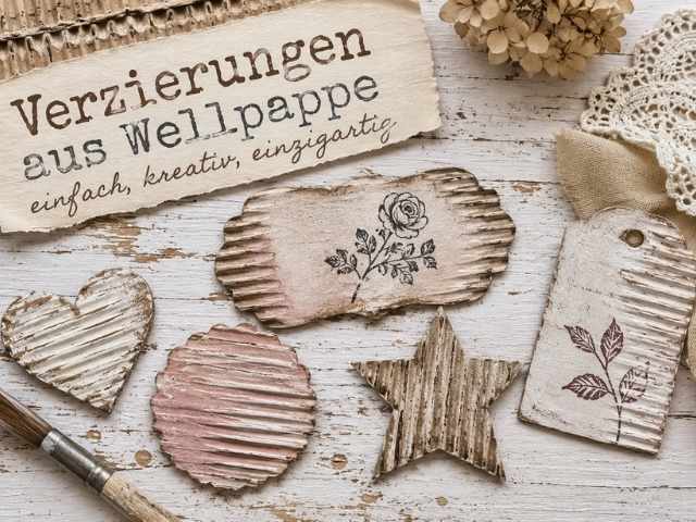 Verzierungen aus Wellpappe gestalten - Kleine Dekoelemente aus alten Verpackungen